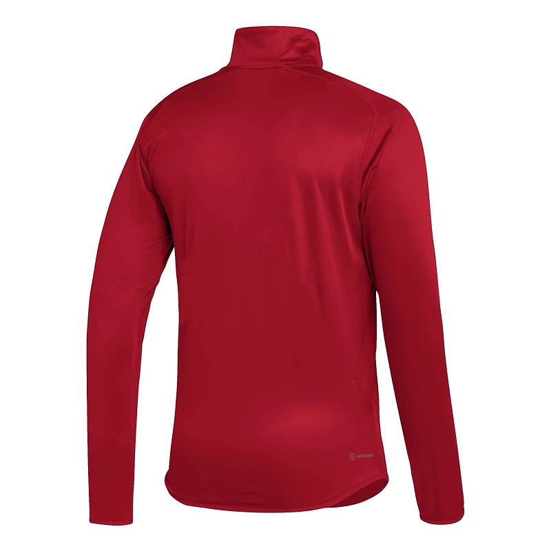 adidas Scarlet Nebraska Huskers 2023 Sideline AEROREADY Haut à demi-zip pour homme
