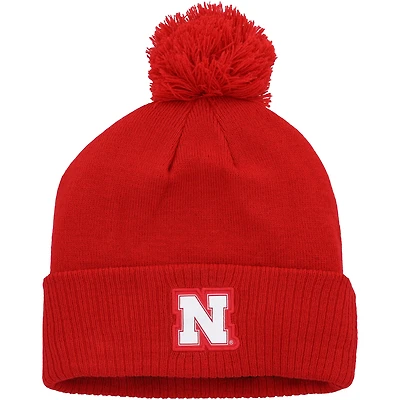 Bonnet en tricot à revers avec pompon adidas Scarlet Nebraska Huskers 2023 Sideline COLD.RDY pour homme
