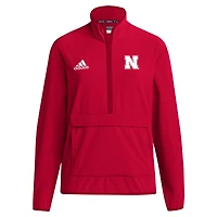 Men's adidas Scarlet Nebraska Huskers 2024 Coaches Sideline Half-Zip Jacket