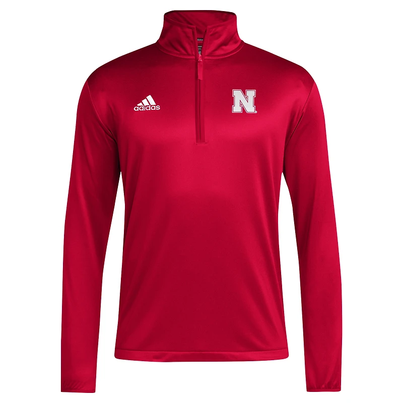 Haut adidas Scarlet Nebraska Huskers 2024 Coaches Sideline à fermeture éclair quart de tour pour homme