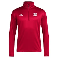 Haut adidas Scarlet Nebraska Huskers 2024 Coaches Sideline à fermeture éclair quart de tour pour homme