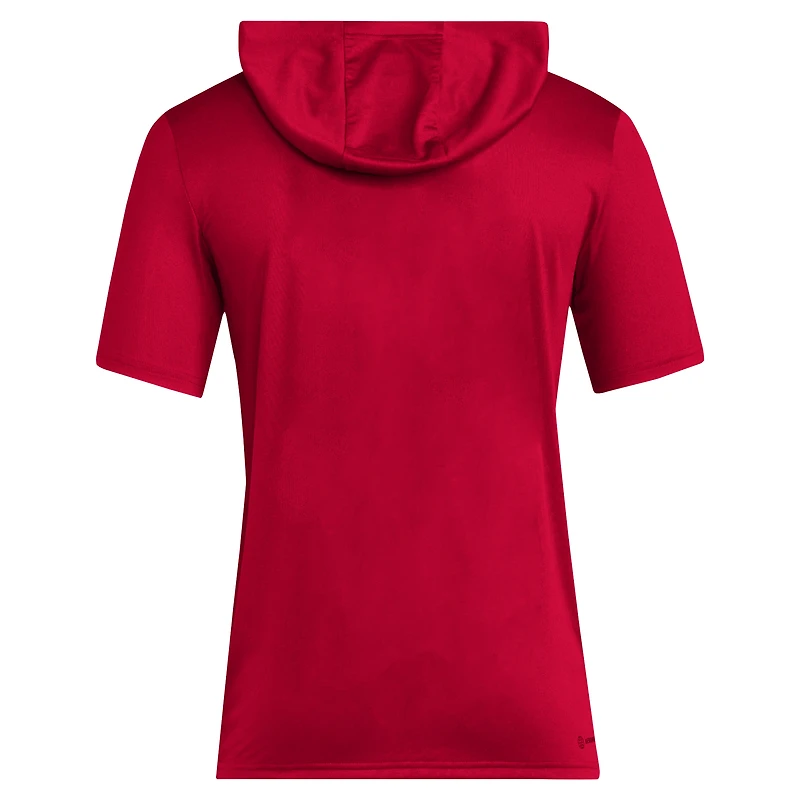 Men's adidas Scarlet Nebraska Huskers 2024 Sideline Training Hooded T-Shirt