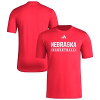 Men's adidas  Scarlet Nebraska Huskers Locker On-Court Basketball Pre-Game T-Shirt
