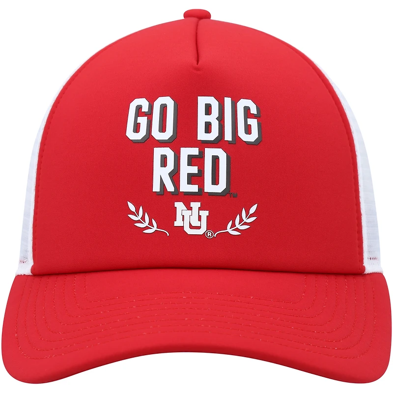 Casquette réglable de camionneur avant en mousse adidas Scarlet Nebraska Huskers Phrase pour hommes