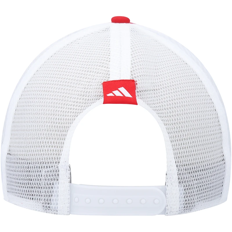 Casquette réglable de camionneur avant en mousse adidas Scarlet Nebraska Huskers Phrase pour hommes