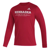 T-shirt à manches longues adidas Scarlet Nebraska Huskers Sideline Creator Practice AEROREADY pour hommes