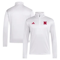 Haut adidas Nebraska Huskers Coaches Sideline à quart de zip pour hommes blanc