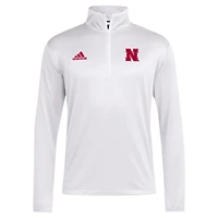 Haut adidas Nebraska Huskers Coaches Sideline à quart de zip pour hommes blanc