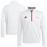 Men's adidas White Nebraska Huskers Elevated Quarter-Zip Jacket