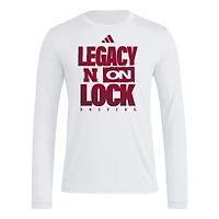 T-shirt à manches longues adidas blanc Nebraska Huskers Legacy On Lock pour avant-match