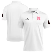 Men's adidas White Nebraska Huskers Wear Pink Breast Cancer Awareness Polo