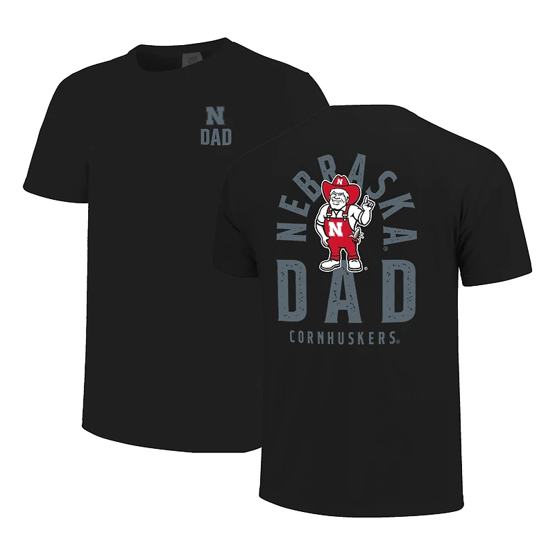 Men's Black Nebraska Huskers Father's Day Mascot Overlay T-Shirt