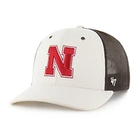 Men's Carhartt x '47 Natural/Brown Nebraska Huskers Undyed Trucker Adjustable Hat