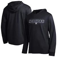 T-shirt à capuche manches longues Champion noir Nebraska Huskers All-Star pour homme
