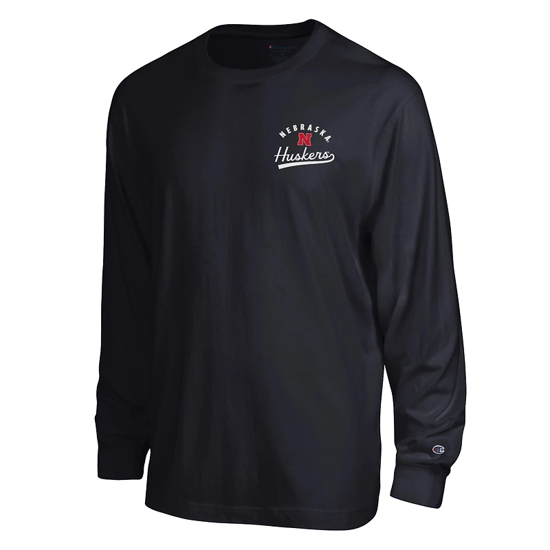 T-shirt à manches longues plastifié Champion Black Nebraska Huskers All-Star pour homme