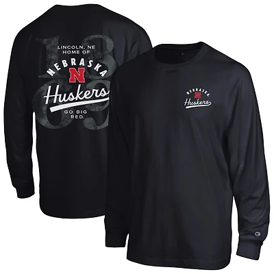 Men's Champion Black Nebraska Huskers Laminated All-Star Long Sleeve T-Shirt
