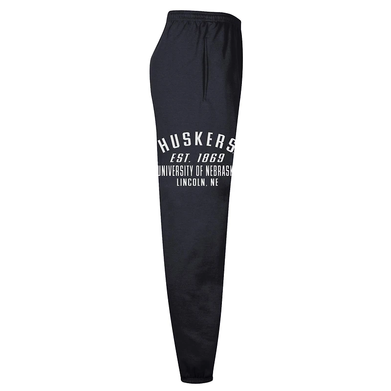 Men's Champion  Black Nebraska Huskers Powerblend Banded Fleece Sweatpants