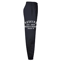 Men's Champion  Black Nebraska Huskers Powerblend Banded Fleece Sweatpants