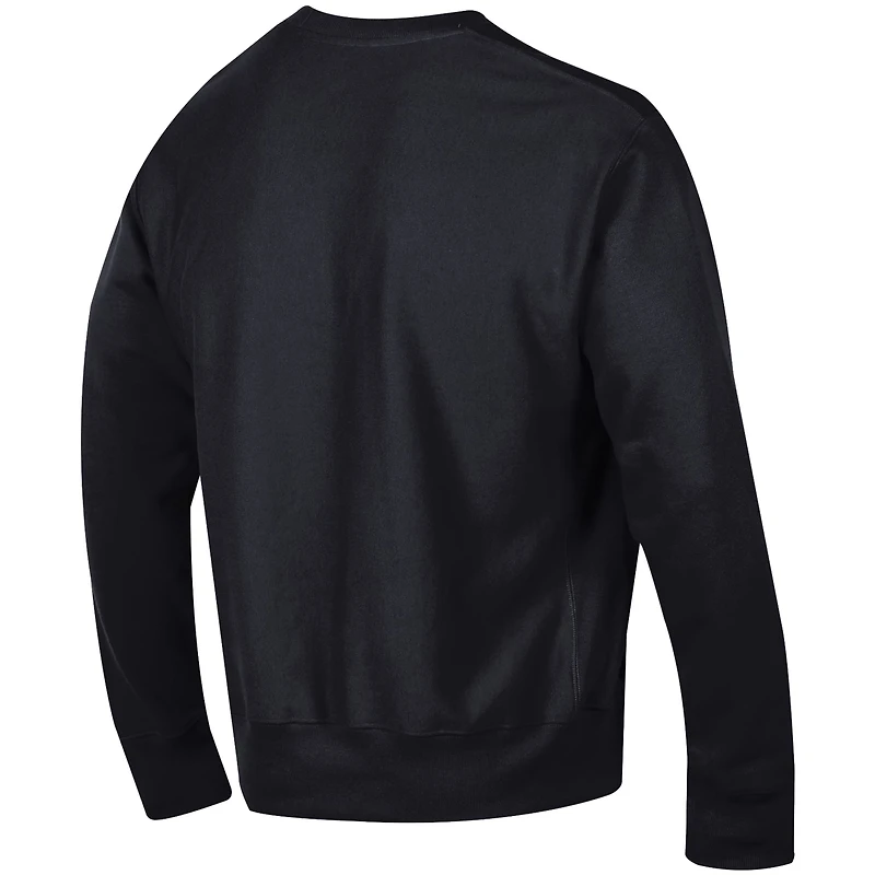 Sweat-shirt à enfiler Champion noir pour homme, modèle Nebraska Huskers, coupe décontractée, motif Arch Reverse Weave.