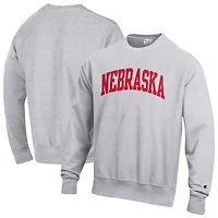 Sweat-shirt en polaire à tissage inversé Champion Gray Nebraska Huskers pour homme