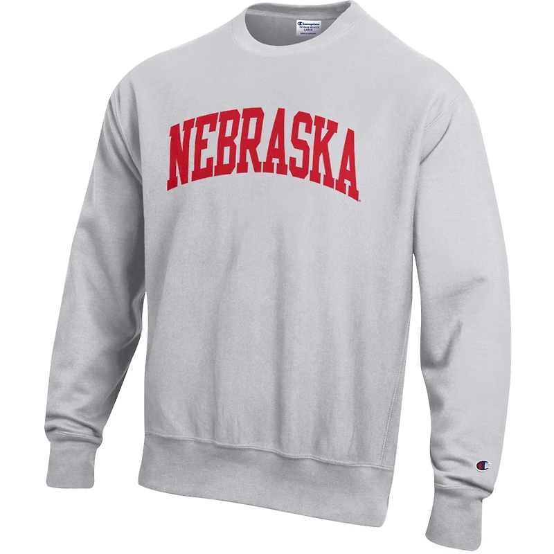 Sweat-shirt en polaire à tissage inversé Champion Gray Nebraska Huskers pour homme