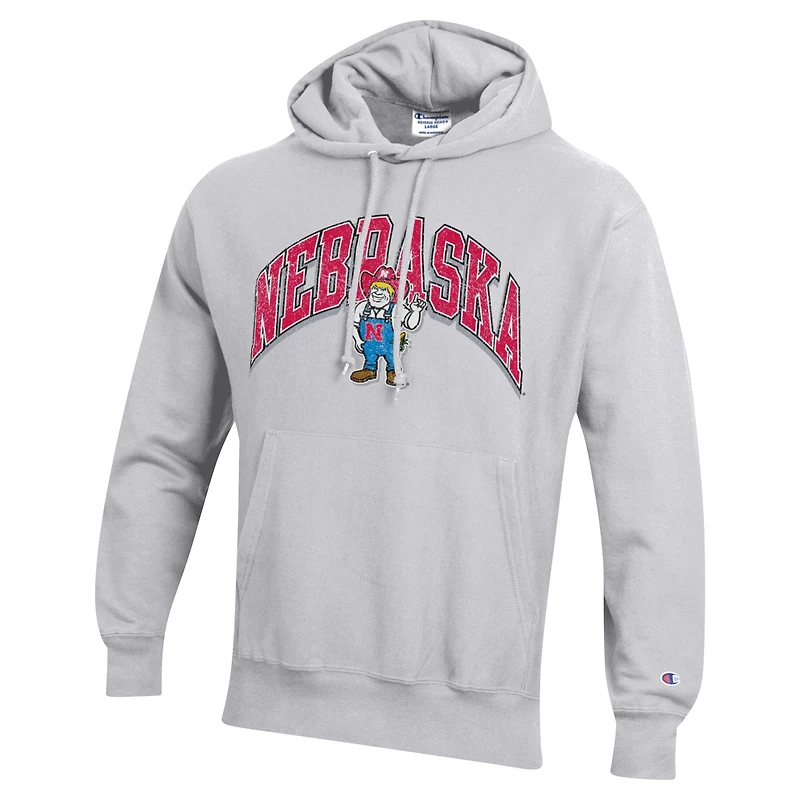 Sweat à capuche tissage inversé Champion Scarlet Nebraska Huskers Vault Late Night pour hommes