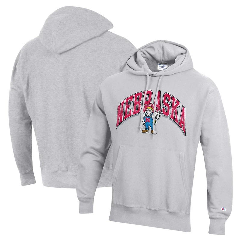Men's Champion Scarlet Nebraska Huskers Vault Late Night Reverse Weave Pullover Hoodie
