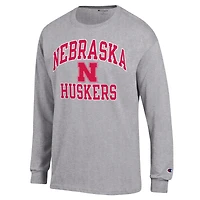 T-shirt à manches longues pour homme Champion Heather Grey Huskers du Nebraska High Motor