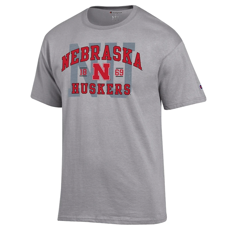 Men's Champion Heather Gray Nebraska Huskers Varsity T-Shirt