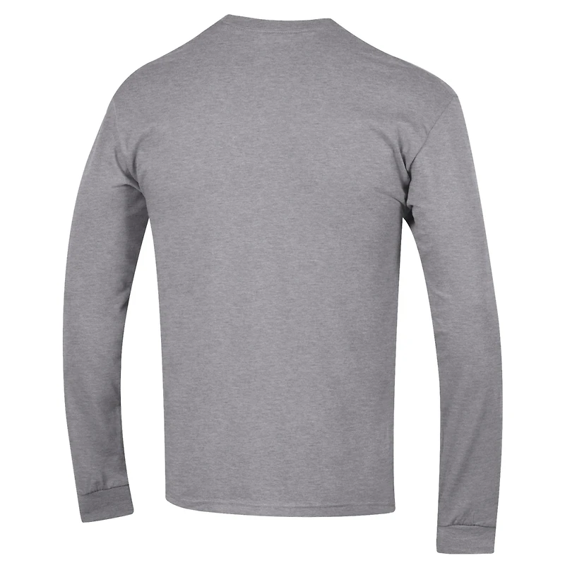Men's Champion Heather Gray Nebraska Huskers Volleyball Icon Powerblend Long Sleeve T-Shirt