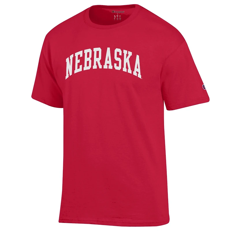Men's Champion  Scarlet Nebraska Huskers Basic Arch T-Shirt