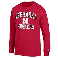 Champion Scarlet Nebraska Huskers High Motor T-shirt à manches longues pour homme