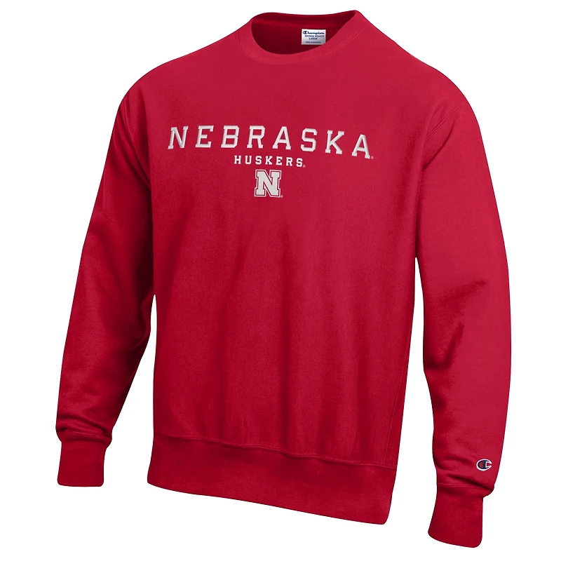 Men's Champion Scarlet Nebraska Huskers Relentless Reverse Weave Sweatshirt