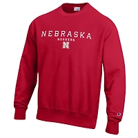 Men's Champion  Scarlet Nebraska Huskers Relentless Reverse Weave Sweatshirt