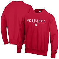 Sweat-shirt à tissage inversé Champion Scarlet Nebraska Huskers pour homme