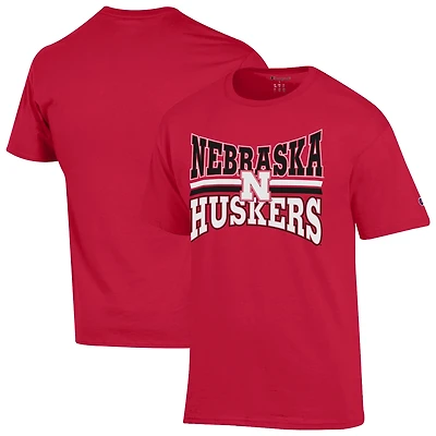 Men's Champion  Scarlet Nebraska Huskers Team Zoom T-Shirt