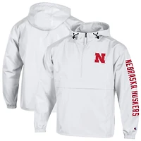 Men's Champion  White Nebraska Huskers Cloud Packable Half-Zip Hooded Jacket