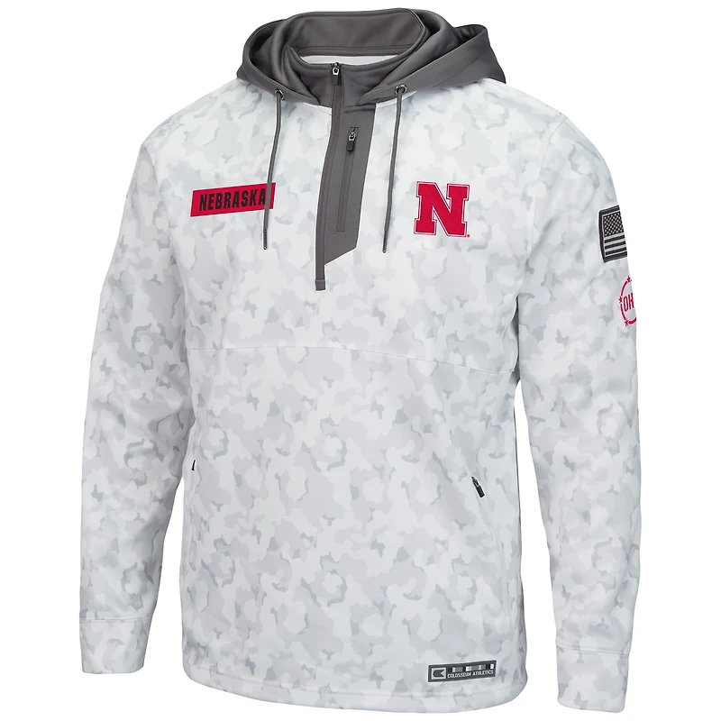 Men's Colosseum Arctic Camo Nebraska Huskers OHT Military Appreciation Quarter-Zip Hoodie