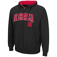 Sweat à capuche entièrement zippé Nebraska Huskers Arch & Logo 3.0 pour hommes Colosseum noir
