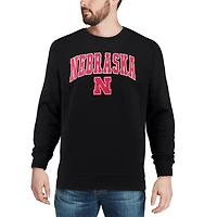 Men's Colosseum Black Nebraska Huskers Arch & Logo Crew Neck Sweatshirt