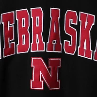 Men's Colosseum Black Nebraska Huskers Arch & Logo Crew Neck Sweatshirt