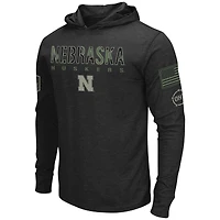 Colosseum Black Nebraska Huskers Big & Tall OHT Military Appreciation Tango T-shirt à capuche manches longues pour homme