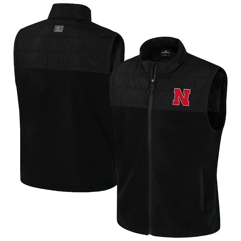Men's Colosseum Black Nebraska Huskers Block The Sun Full-Zip Vest