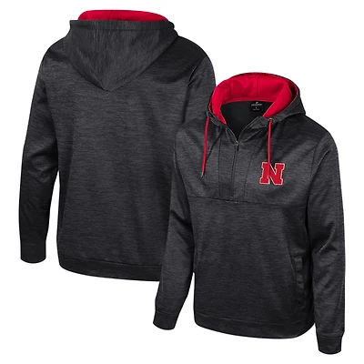 Sweat à capuche demi-zip Cypher Nebraska Huskers noir Colosseum pour homme