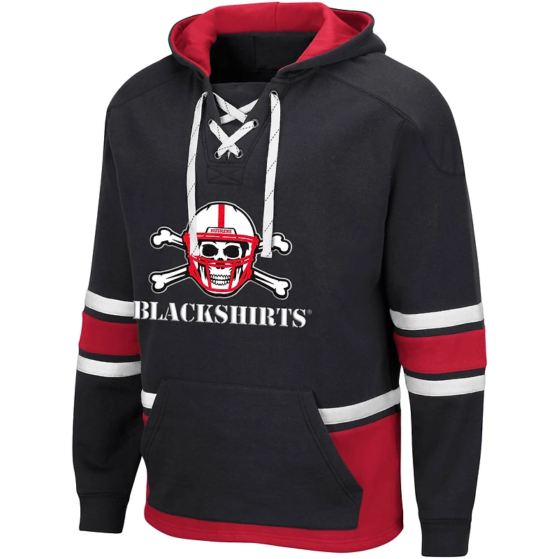 Men's Colosseum Black Nebraska Huskers Lace Up 3.0 Pullover Hoodie