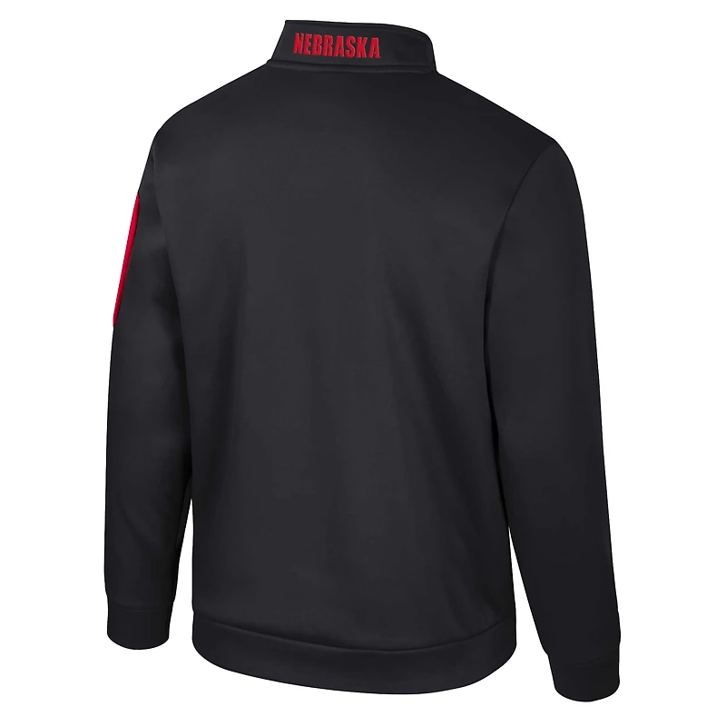 Men's Colosseum Black Nebraska Huskers Mainframe Quarter-Zip Fleece Jacket