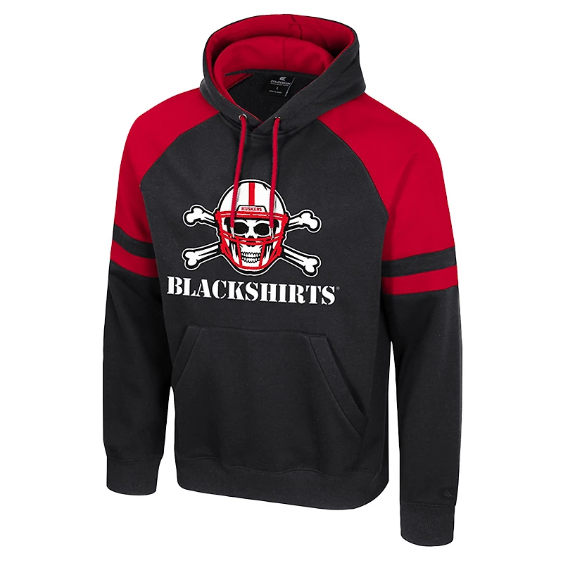Men's Colosseum  Black Nebraska Huskers Todd Raglan Pullover Hoodie