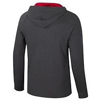 Men's Colosseum  Charcoal Nebraska Huskers Dujour Ralgan Long Sleeve Henley Hoodie T-Shirt