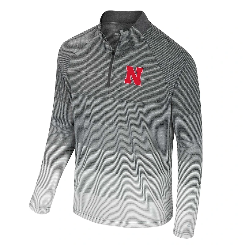 Men's Colosseum  Gray Nebraska Huskers AI Striped Mesh Quarter-Zip Raglan Windshirt