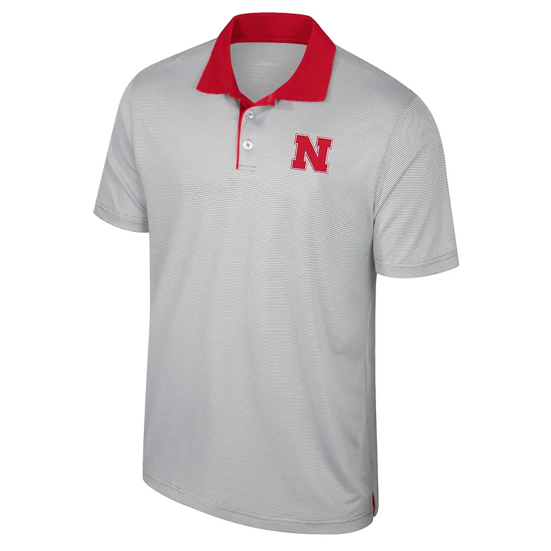 Polo rayé Nebraska Huskers Big & Tall Tuck pour hommes, gris Colosseum